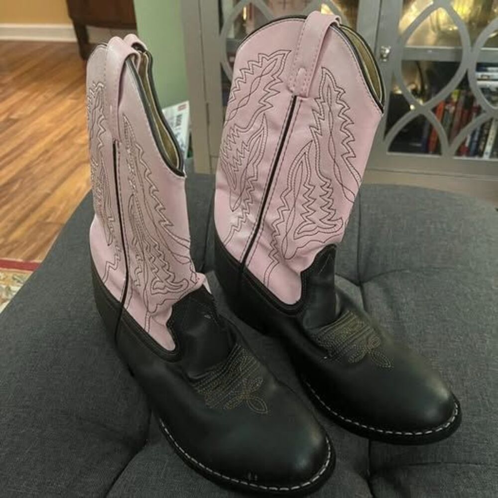 Pink and Black Cowboy Boots 6